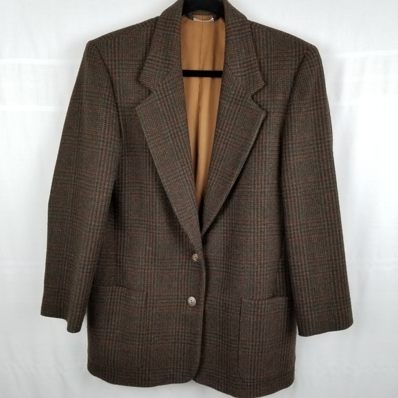 Vintage Jackets & Blazers - Vintage Made in USA wool plaid blazer size M